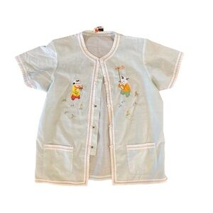 Vintage Chinese Kimono Plum Blossoms Size Large Light Blue